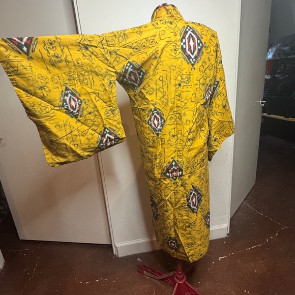Yellow Patterned Women's Kimono Robe - Picture 6 of 6